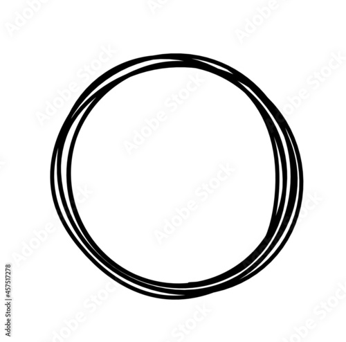 Abstract black circle as line drawing on white as background. Vector