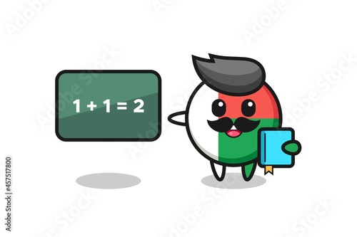 Illustration of madagascar flag badge character as a teacher