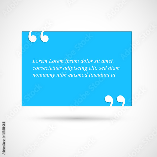 Minimalistic blue quote template with quotation marks