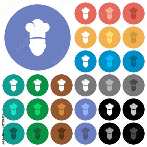 Chef round flat multi colored icons