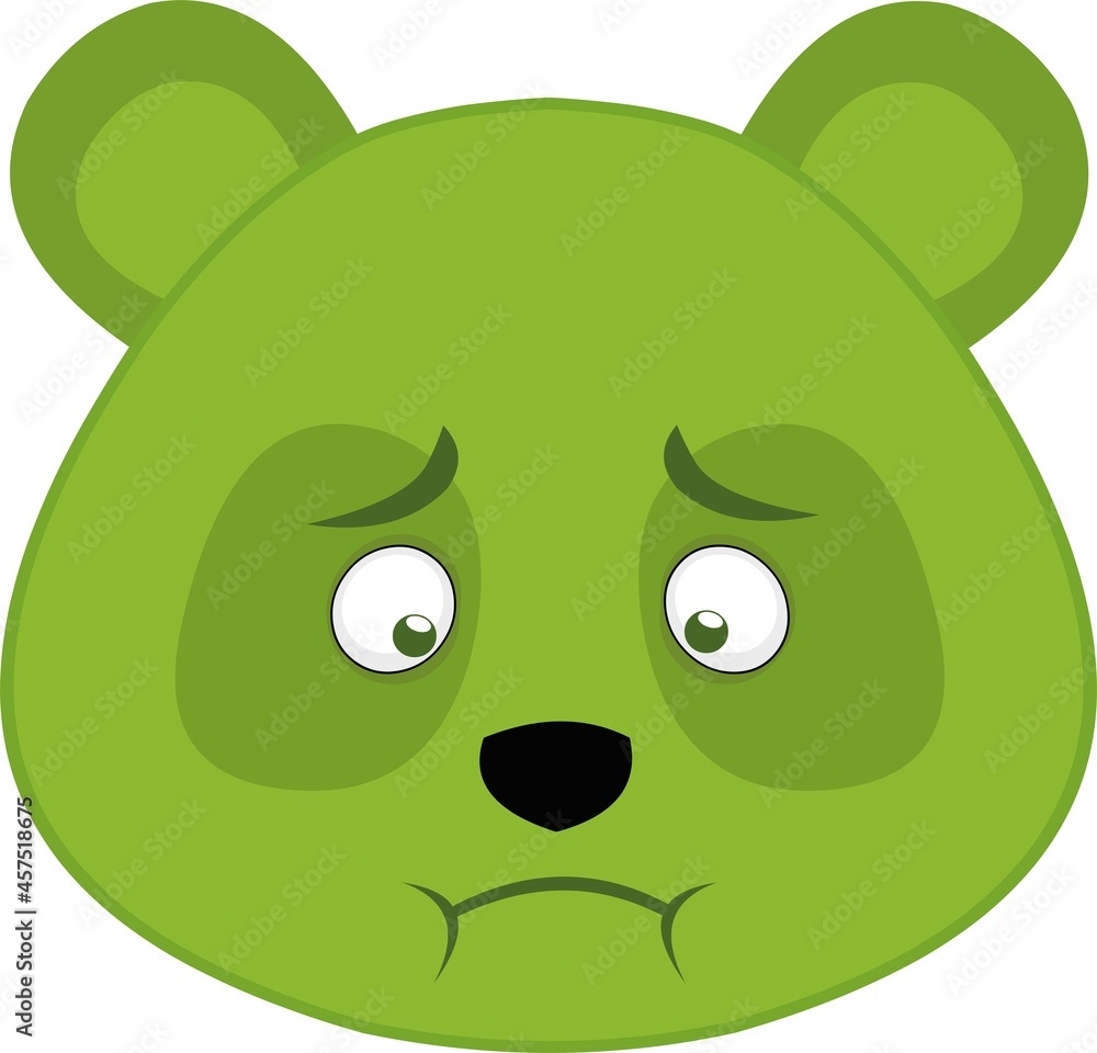 Vector emoticon illustration of the face of a cartoon green panda with sickness and want to vomit Vector emoticon illustration of the face of a cartoon green panda with sickness and want to vomit