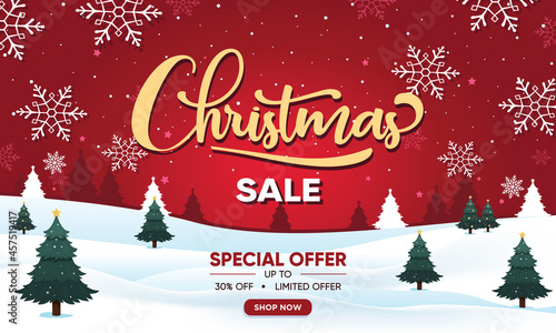 Merry christmas sale banner template design