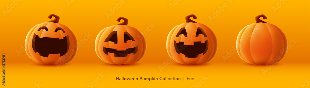 Pumpkin set of Halloween - Fun expression - obrazy, fototapety, plakaty 