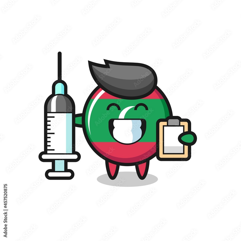 Mascot Illustration of maldives flag badge as a doctor Mascot Illustration of maldives flag badge as a doctor