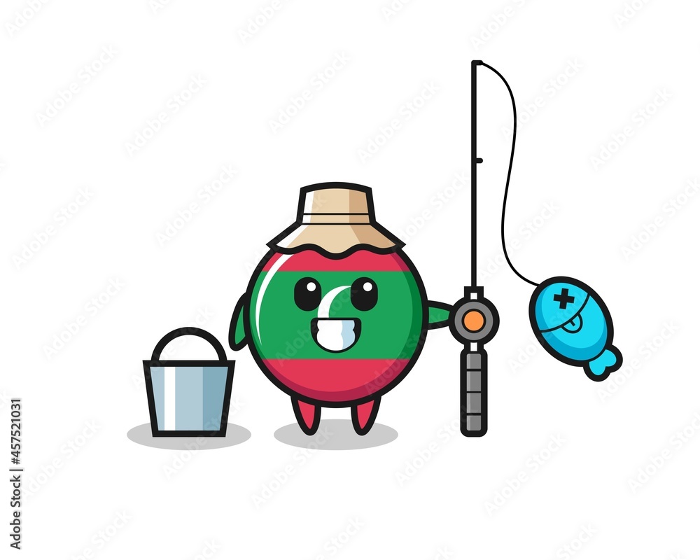 Mascot character of maldives flag badge as a fisherman Mascot character of maldives flag badge as a fisherman