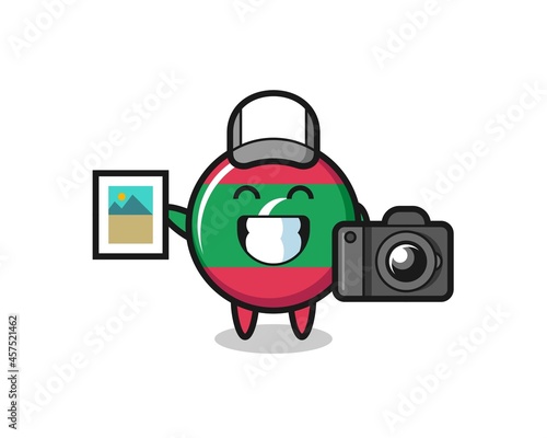 Character Illustration of maldives flag badge as a photographer