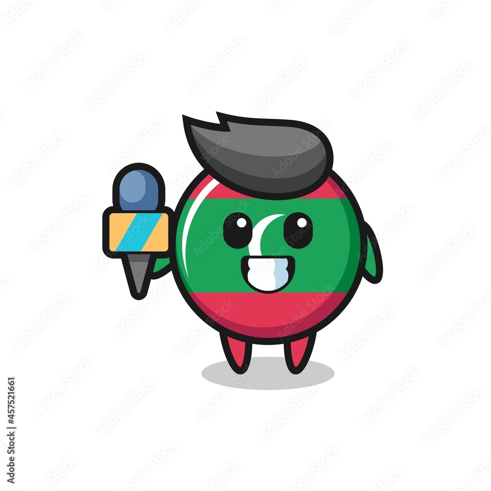 Character mascot of maldives flag badge as a news reporter Character mascot of maldives flag badge as a news reporter