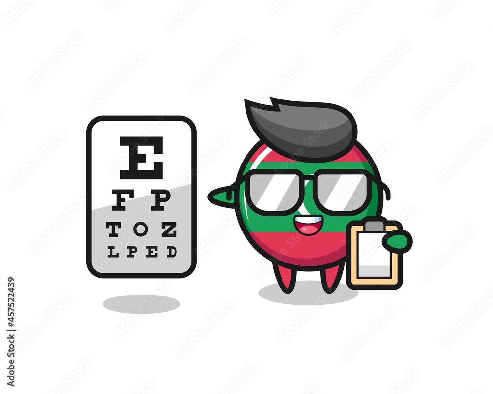 Illustration of maldives flag badge mascot as an ophthalmology Illustration of maldives flag badge mascot as an ophthalmology