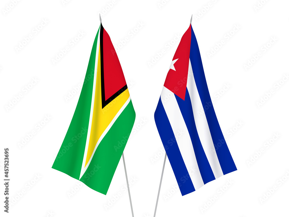 Cuba and Co-operative Republic of Guyana flags