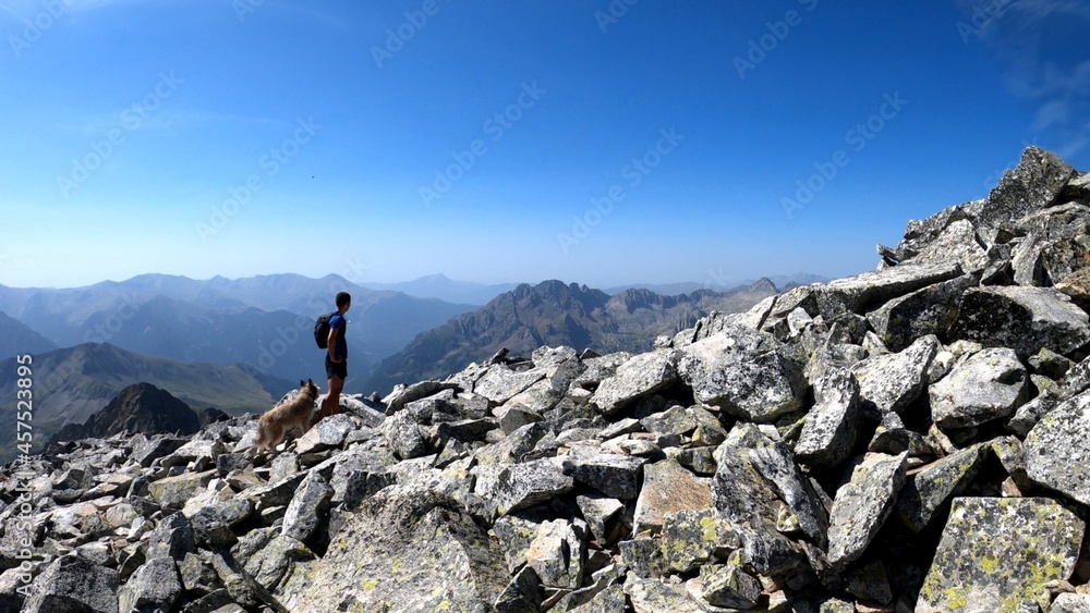 young man hiking in the mountains