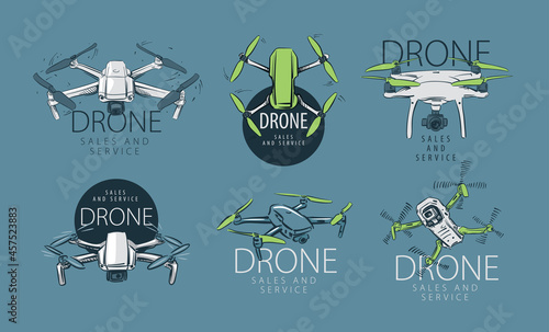 A drawn vector drone for sale and service photo