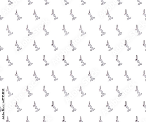 cartoon hand drawn rabbit pattern seamless gray and white background