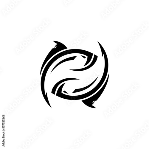 Fish logo. Fish icon black silhouette. Fresh fish logo design idea for fish merchant or seafood restaurant. Creative vector symbol of fishing club or online.