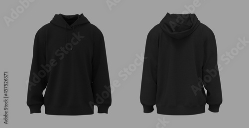 Oversized hooded sweatshirt mockup for print, 3d rendering, 3d illustration photo