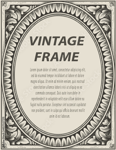 illustration antique engraving frame monochrome style