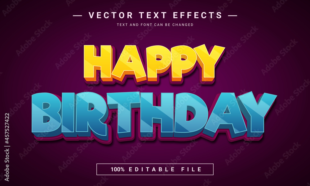 Happy Birthday 3d Editable text effect template Happy Birthday 3d Editable text effect template