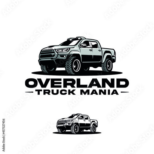 pick up camper truck isolated logo vector