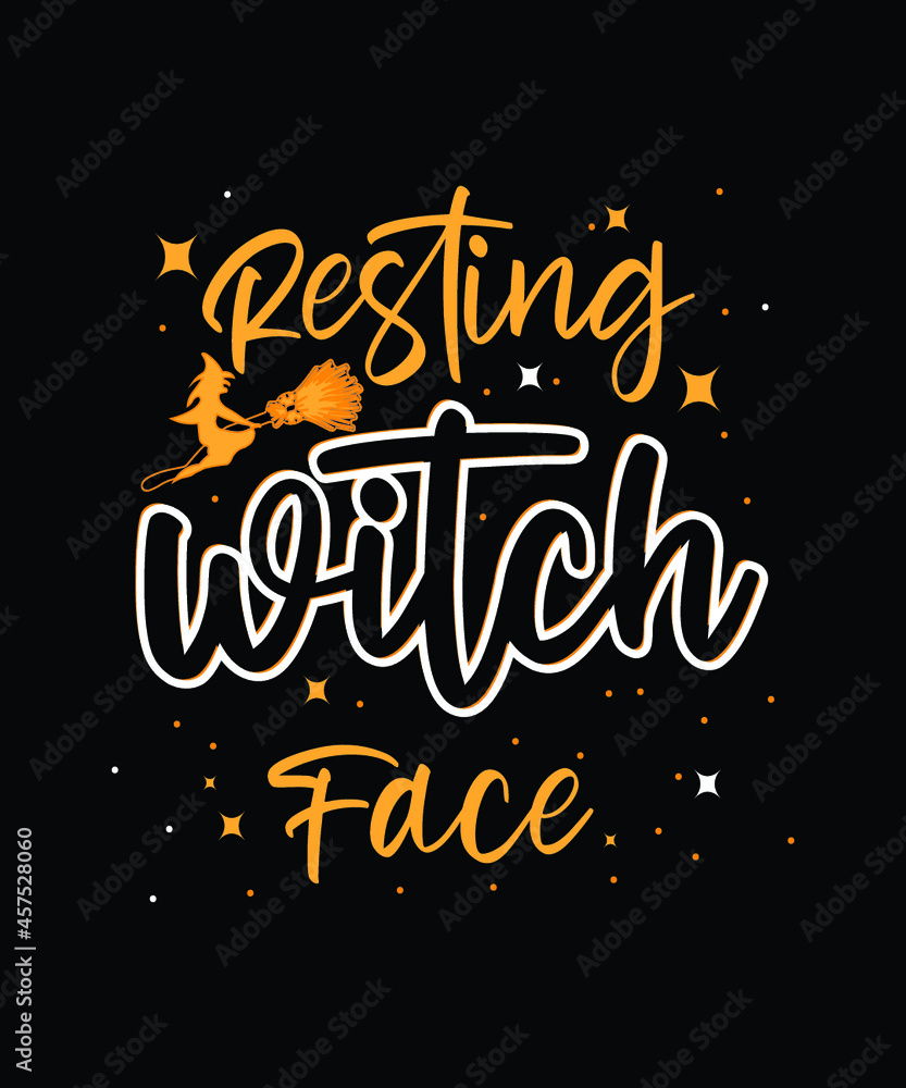 resting witch face.Halloween t-shirt design