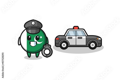 Cartoon mascot of pakistan flag as a police