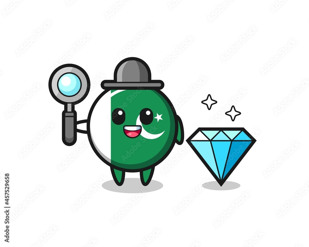 Illustration of pakistan flag character with a diamond