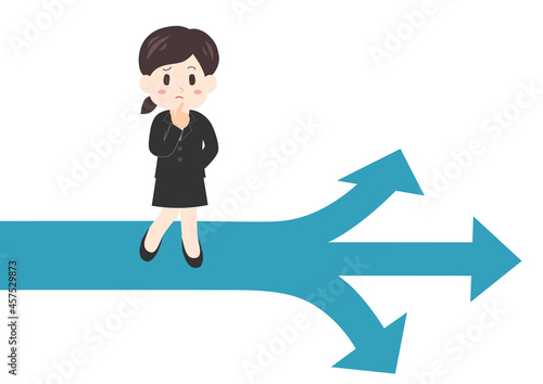 岐路に立つ就活生のイラスト