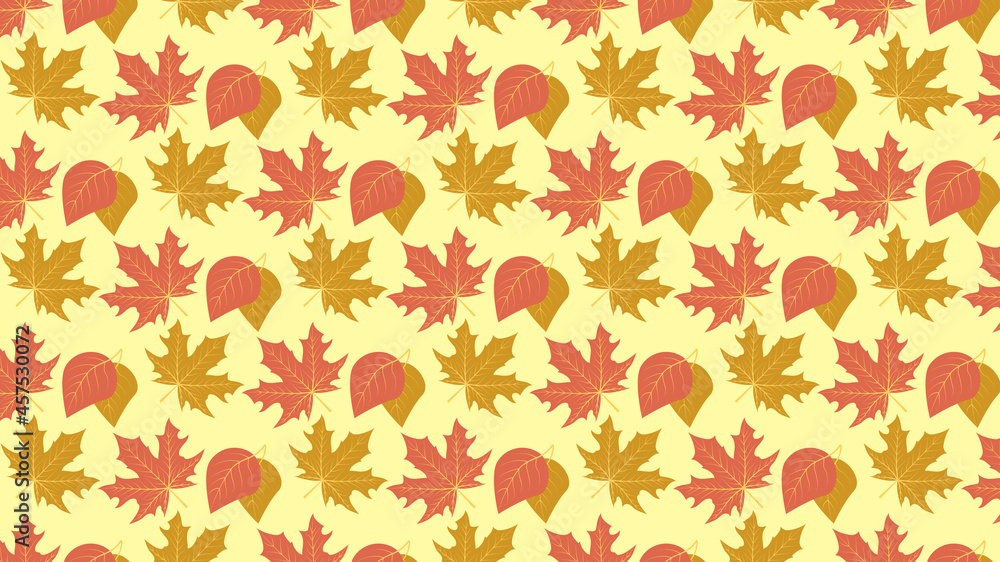 Red and gold maple and various leafs pattern Red and gold maple and various leafs pattern