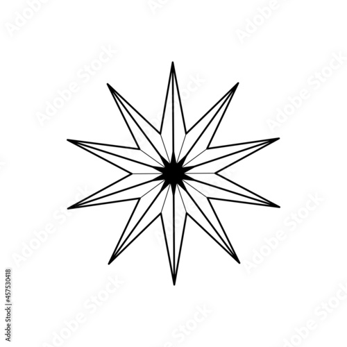 Hand drawn decorative celestial star. Spiritual symbol celestial space. Vector illustration isolated on white background.