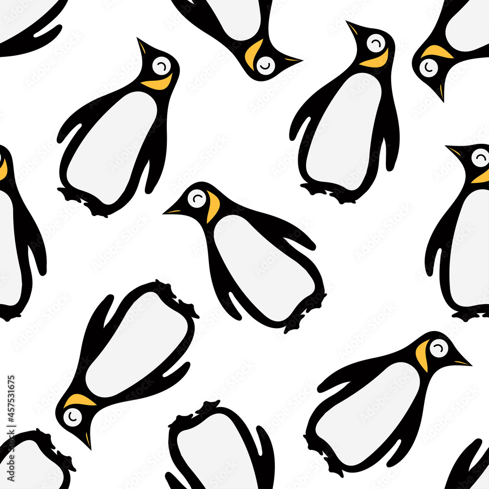 Obraz premium Cute Penguin cartoon seamless pattern