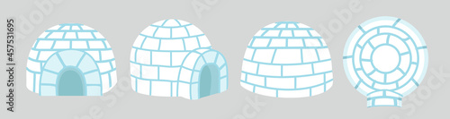 Igloo ice house in flat design 3d