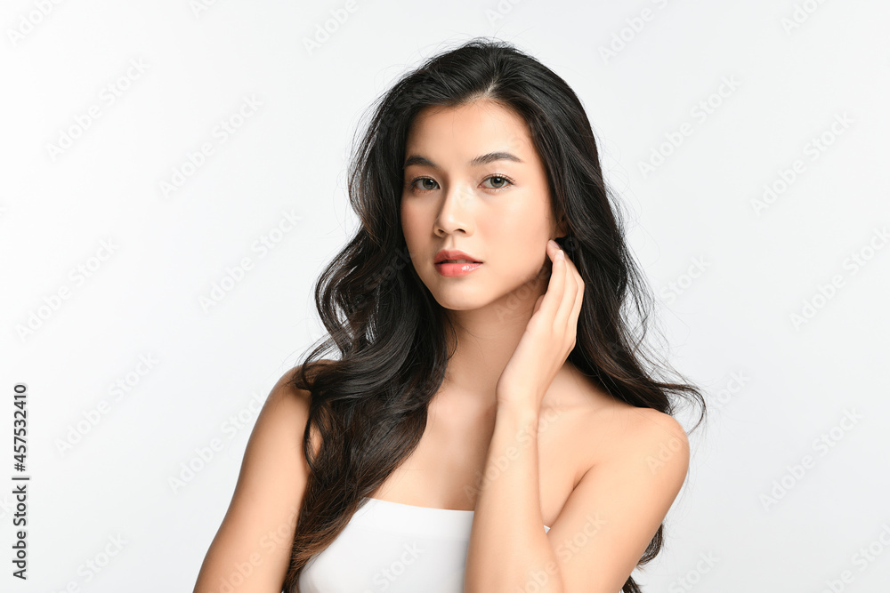 Beautiful young asian woman with clean fresh skin on white background, Face care, Facial treatment, Cosmetology, beauty and spa, Asian women portrait. Beautiful young asian woman with clean fresh skin on white background, Face care, Facial treatment, Cosmetology, beauty and spa, Asian women portrait.