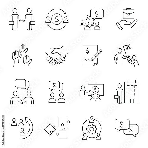Business Cooperation icons set.Business Cooperation pack symbol vector elements for infographic web