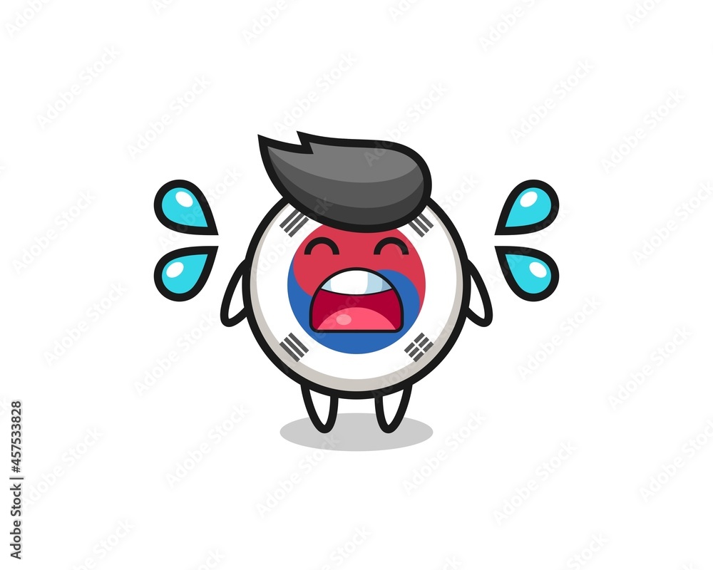 south korea flag cartoon illustration with crying gesture south korea flag cartoon illustration with crying gesture
