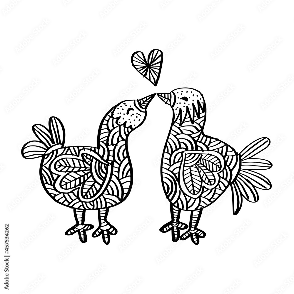 Zen doodle Two birds in love Zen doodle Two birds in love