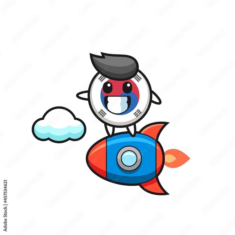 south korea flag mascot character riding a rocket south korea flag mascot character riding a rocket