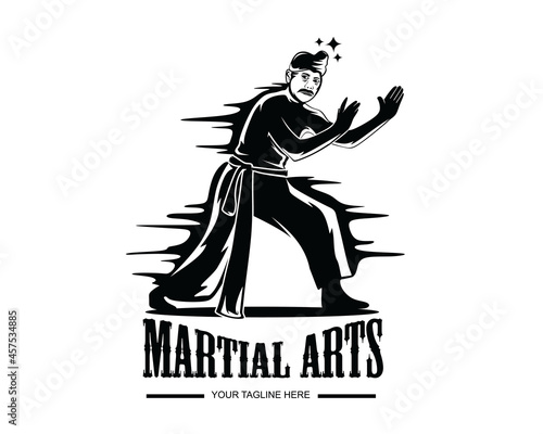 Silhouette martial art logo design