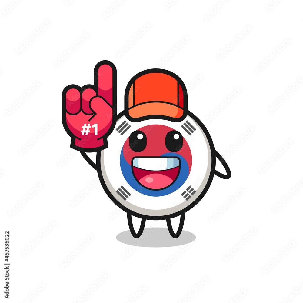 south korea flag illustration cartoon with number 1 fans glove Stock Vector  | Adobe Stock