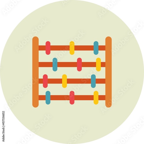 Abacus Vector Flat Circle Icon Design