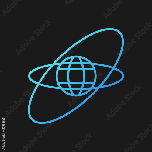 Satellite orbits and trajectories gradient vector icon for dark theme. Low  Medium  High Earth orbit. Thin line color symbol. Modern style pictogram. Vector isolated outline drawing