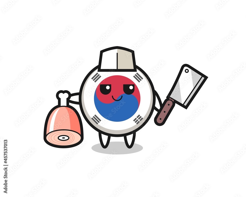 Illustration of south korea flag character as a butcher Illustration of south korea flag character as a butcher