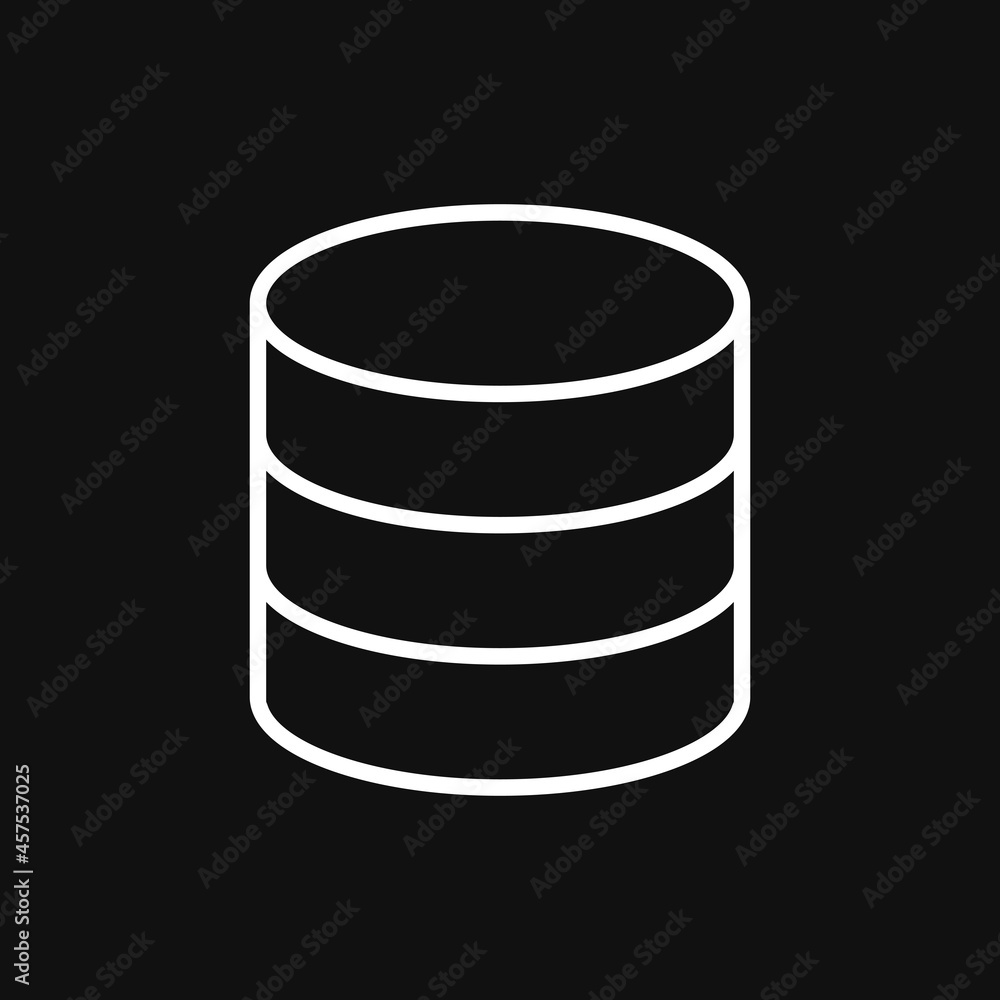 Database icon vector on grey background Database icon vector on grey background