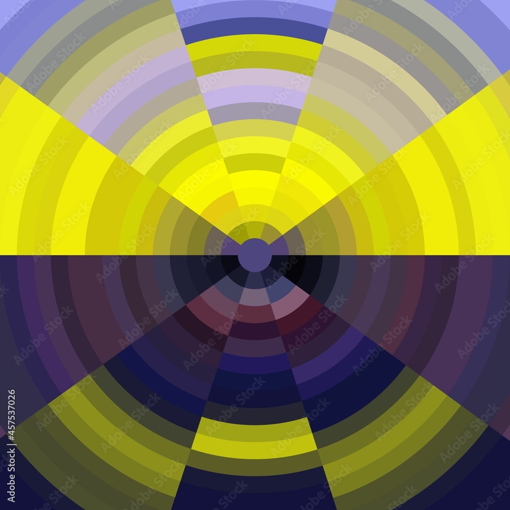 Obraz premium Yellow blue circular lines, air balloon