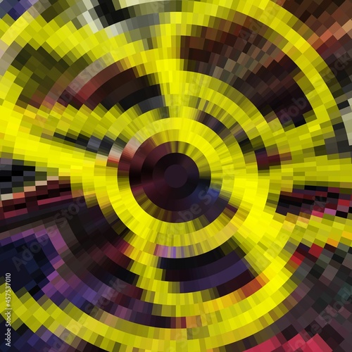Yellow red violet square abstract background with circles