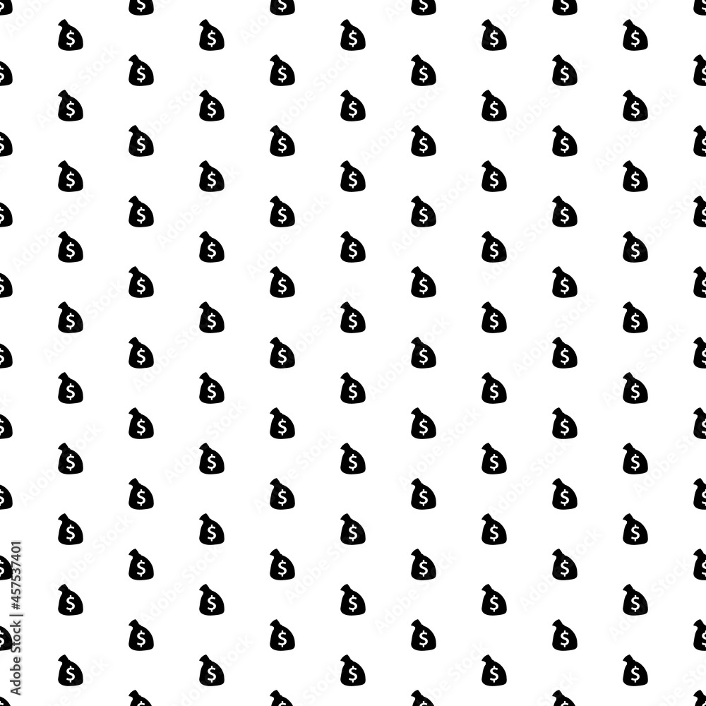 Square seamless background pattern from geometric shapes. The pattern is evenly filled with big black bag of money symbols. Vector illustration on white background