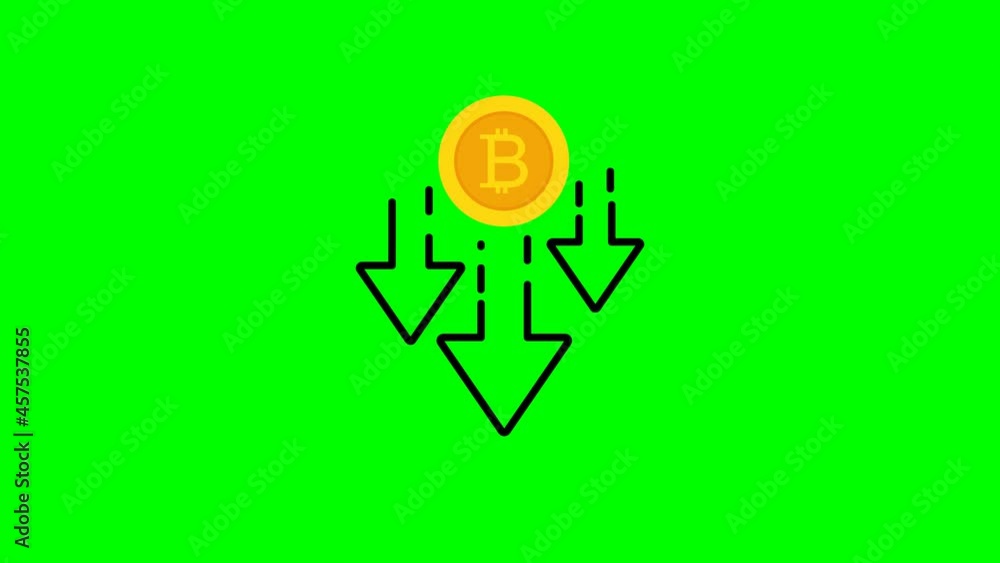 bitcoin rate down icon animation 4k video bitcoin fall sign on green background bitcoin rate down icon animation 4k video bitcoin fall sign on green background