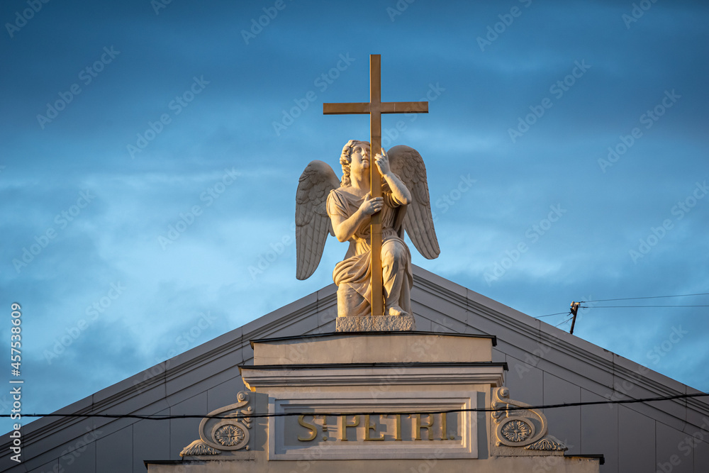 Angel at the Roof of Church of St. Paul and St. Petr , Saint Petersbur, Russia Angel at the Roof of Church of St. Paul and St. Petr , Saint Petersbur, Russia
