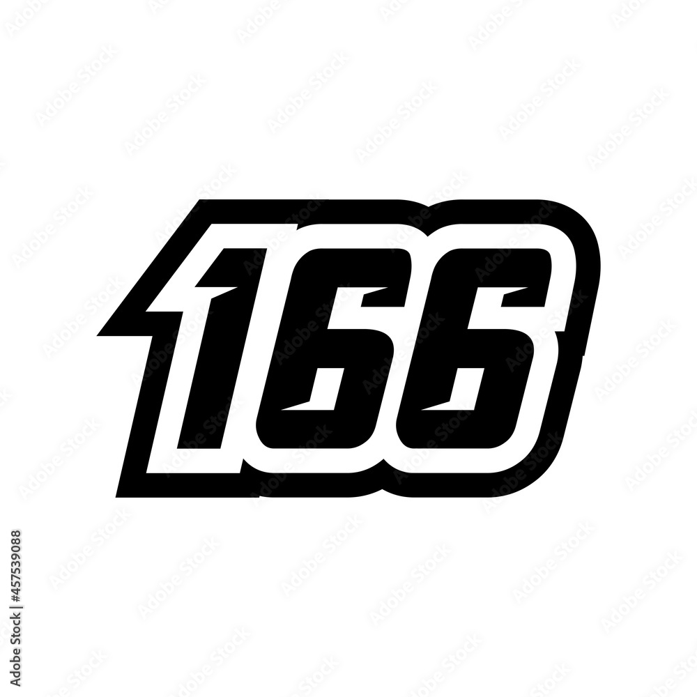 Racing number 166 logo on white background Racing number 166 logo on white background