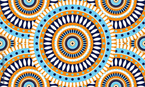 Repeat ethnic Easter circle pattern, seamless pattern