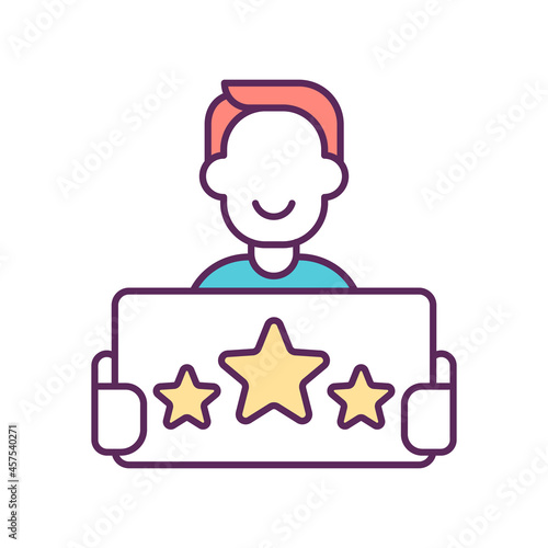 Giving high rates RGB color icon. Good quality. High assessment. Impressive service and goods. Luxurious and lavish lifestyle. Isolated vector illustration. Simple filled line drawing