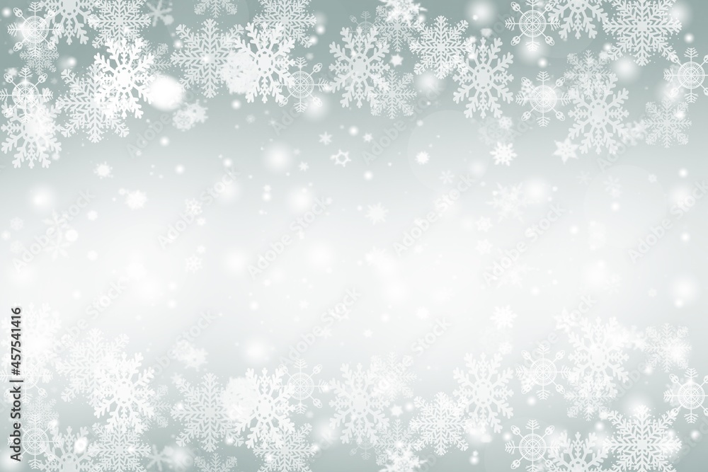 Gray abstract background. white bokeh snowflakes blurred beautiful shiny lights. use for Merry Christmas, happy new year wallpaper backdrop and your product.