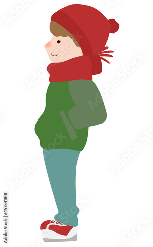 マフラーを巻いた少年